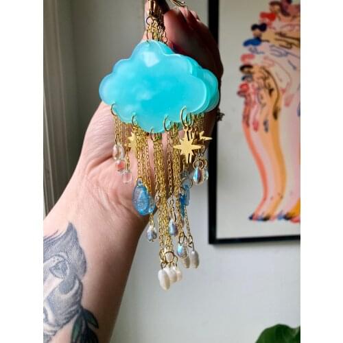 The golden Aqua Cloud Earring,1 pair