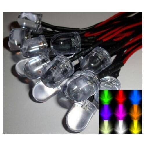 10PCS/LOT 10mm Ultra Bright Pre-wired Constant/Flashing 12v LEDs Black Plastic Holders