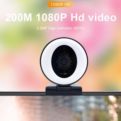 1080P Webcam Wide Angle Full HD Computer USB 2.0/3.0 Camera With Built-in Mic With 24 LEDs Ring Light Live Broadcast Equipment