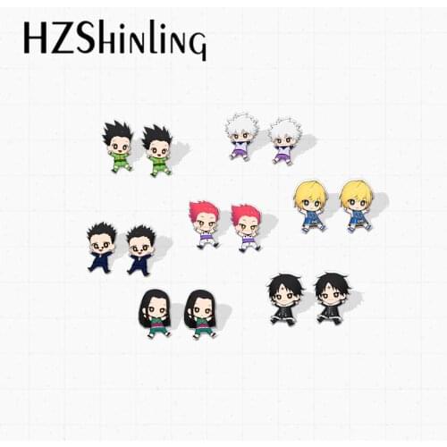 2020 New Anime HunterXHunter Characters Kawaii Cartoon Handcraft Acrylic Resin Epoxy Earrings Jewelry Gifts