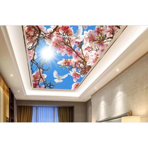 Custom 3d ceiling photo Sky peach butterfly 3d wallpaper on the ceiling luxury wallpaper 3d ceiling murals for living room