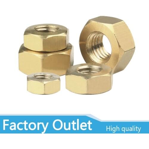 5/100pcs DIN934 Solid Brass Copper Hex Hexagon Nut for M1 M1.2 M1.4 M1.6 M2 M2.5 M3 M4 M5 M6 M8 M10 M12 Screw Bolt Metric Thread
