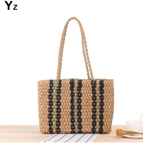 Aaby High-Quality Straw Women Bag Summer Rattan Shoulder Handbags Handmade Woven Beach Bags New Lady Travel Bohemia Shipping Bag