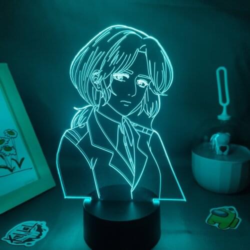 Manga Attack on Titan Anime Figure Pieck 3D Led RGB Neon Battery Night Lights Lava Lamp Table Desk Decoration Shingeki No Kyojin