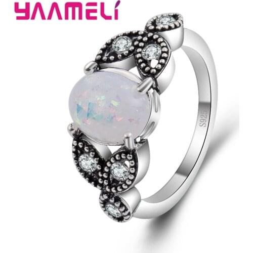 Antique 925 Sterling Silver Vintage Opal Stone Carving Rings for Women Knuckle Midi Finger Rings Jewelry Gifts Big Sale