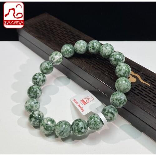 Baceda "dream stone" enfluence healthy and prosperity Natural Crystal of Green Nephrite Bracelet for Men or Women with Box