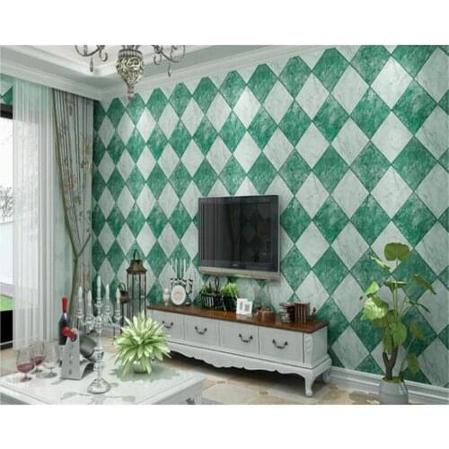 Beibehang Modern Chinese stereo simulation diamond tile brick pattern PVC wall paper Bedroom living room TV background wallpaper