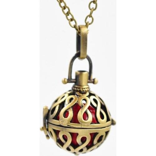 Infinity Hollow Pattern DIY Locket Pendant 80mm Long Mexican Music Jingle Belly Ball Necklace