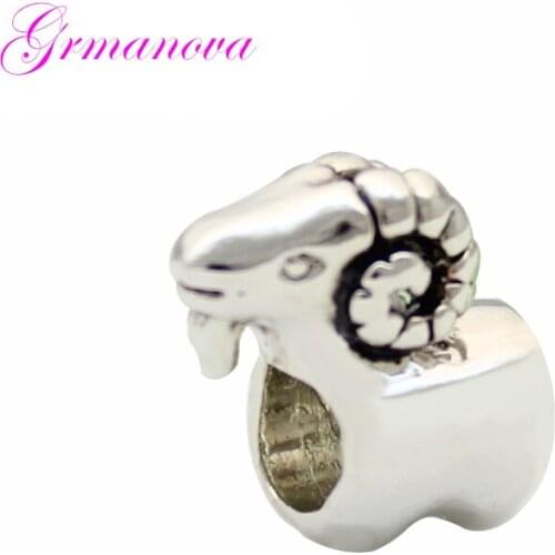Goat European Golden Charm Beads Manual DIY Jewelry Accessories Amulet Fit Pandora Bracelet Necklace