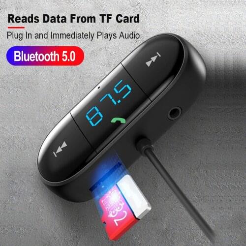 JINSERTA USB Bluetooth FM Transmitter AUX Automobile Hands-free Audio Receiver Car Kit Lossless Sound TF Car Music Player