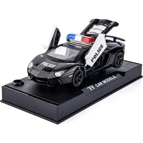 Hot 1:32 scale wheel diecast germany bull logo police Super sport car metal model light sound lambor lp740 pull back vehicle toy