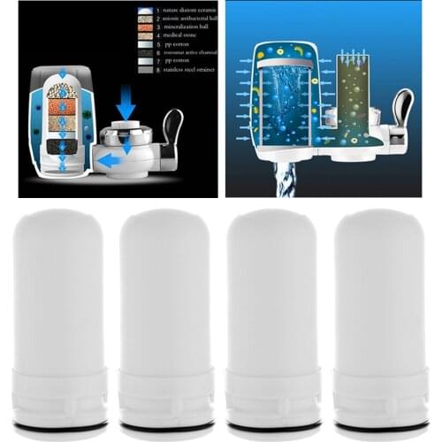 4 Pieces Replacement Tap Water Filter Cartridge for Kitchen Sink White