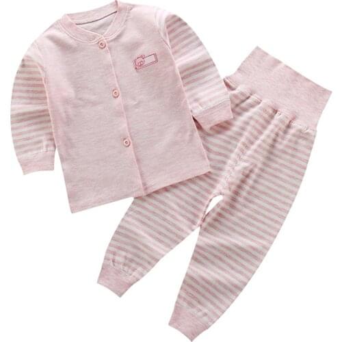 2pcs Baby Kids Clothes Set Autumn Fashion Trend Long Sleeve Korean Lovely Striped Bear Cardigan Shirts and Trousers
