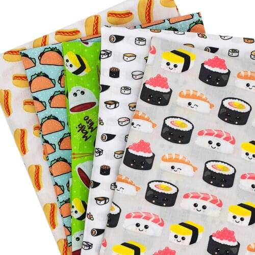 50*145cm 100% Pure Cotton Material Fabric Sushi Corn Cake Series Patchwork Sewing Quilting Fabrics Needlework DIY Cloth Sewing