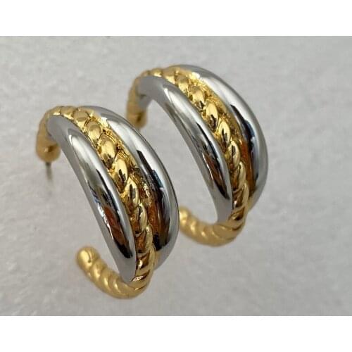 Metal earring niche earrings gold and silver color mosaic temperament earrings