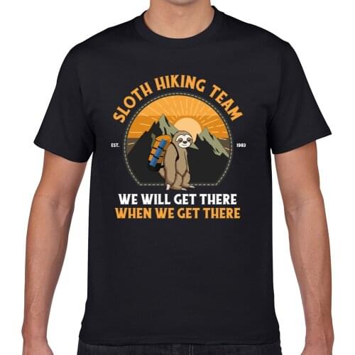 Tops T Shirt Men sloth hiking team we will get there Funny Harajuku Geek Custom Male Tshirt XXXL