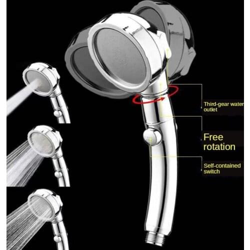 New Bathroom Bath Shower Bath Shower Household Three-speed Powerful Booster Nozzle Yijian Water Stop Bathroom Supplies