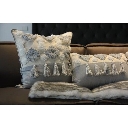 PillowCase Tufted Tassel Throw Pillow Covers Home Decorative Cushion Cover for Sofa Bed Living Room Decoration 4 Kinds