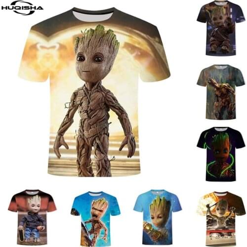 New 2021 3D Printed Anime Groot Tree Fashion Kids Boy Girl Cute T Shirt Casual Summer Men Women T-Shirt Child Clothes Tops Tees
