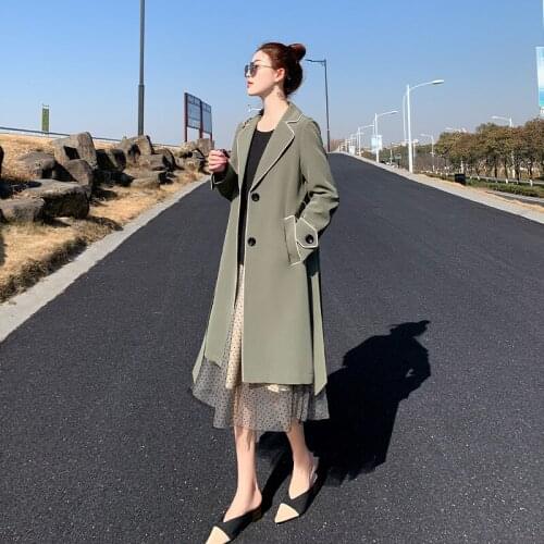 2021 spring Autumn New Casual Thin Coat Women Korean Version Loose Plus Size Mid-Length High-End Windbreaker Ladies Clothes G944
