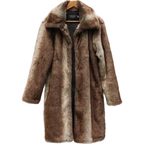 S-6XL Europe and America Mens Clothing Imitation Mink Clothes Faux Fur Oat Winter Large Size Casual Trench Coat