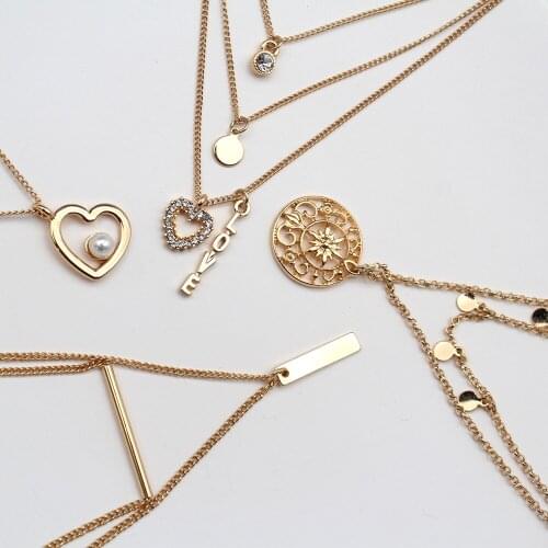 Heart Necklace 2021 New Fashion Pearl Jewelry Letter Of Love Round Pendant Necklaces Zinc Alloy Link Chain Rectangular 202114