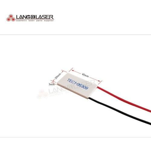 Peltier cooling plate TEC1-06309 for IPL headpiece , size : 20*40*3.0mm , 20mm side with cable , cooling paths