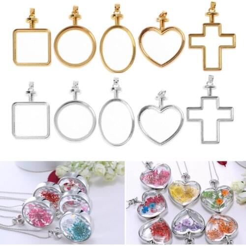 Pressed Flowers Pendant Metal DIY Frame Bezel Cabochon UV Resin Jewelry Making C1FC