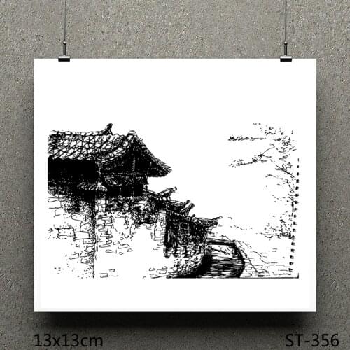 AZSG Ancient house Clear Stamps/seal for DIY Scrapbooking/Card Making/Photo Album Decoration Supplies
