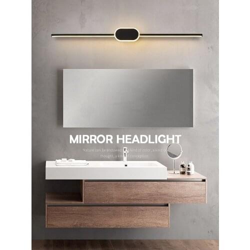 Modern Led Wall Mirror Light for the Bathroom Bedroom White Black Acrylic L40cm 60cm Waterproof Wall Mounted Lamp in Restroom
