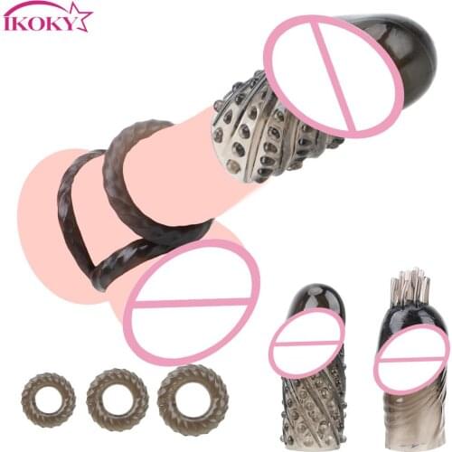 Time Delay Ejaculation Sex Toys for Men Cock Rings Penis Ring Dick Extensions Condom Reusable 5pcs/set Penis Sleeve