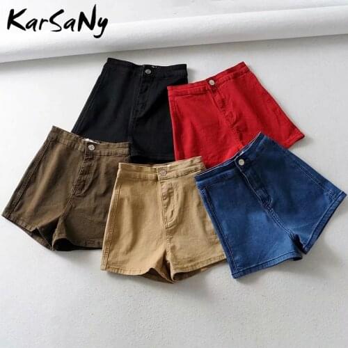 KarSaNy Hot Denim Shorts High Waist Women Elastic Jeans Shorts Classic Womens Denim Short Jeans Short Femme Taille Haute Summer