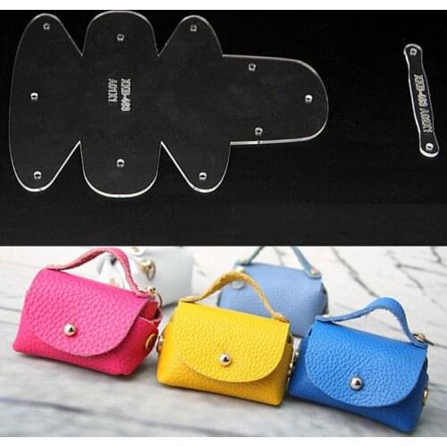 1 Pc Leather Mini Bag Coin Purse Sewing Pattern PVC Stencil Template Kit Acrylic Wallet Pattern Stencil Template Set Accessories