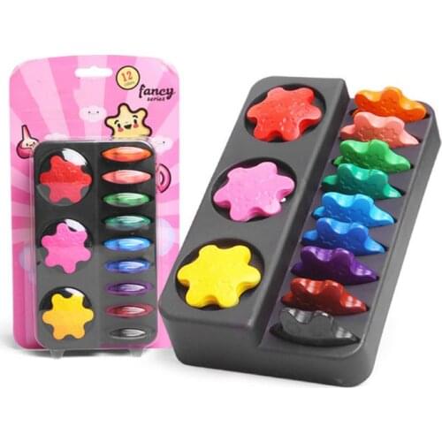 12 Colors Non-toxic Wax Snowflake Shape Crayons Kids Washable Painting Drawing