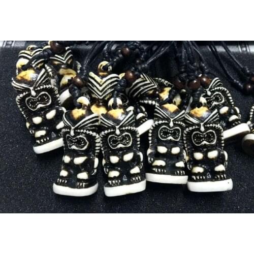 FREE SHIPPING 12 PCS Yqtdmy Retro Imitation Faux Jewelry Wholesale TIKI Totem Tiki Biker Necklace