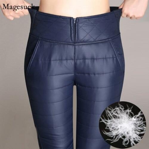 2021 Winter Cotton-Padded Women Trousers Slim High Waist Pu Pants Cotton Thicken Windproof Warm Plus Size 6XL Women Pants 11533