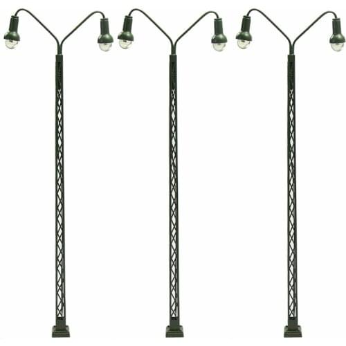 3pcs Model Railway Layout HO TT N Scale Lattice Mast Lamp Track Light Two-heads Warm White
