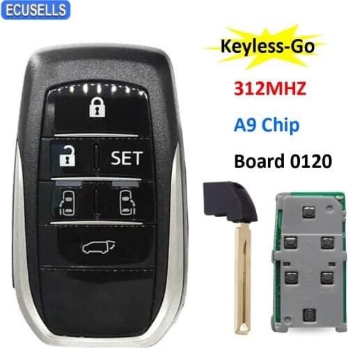 5+1/6 Button Keyless-Go Smart Remote Car Key Fob 312Mhz A9 Chip For Toyota Alphard Vellfire Board 0120 with TOY12 Uncut Blade