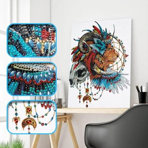 Special Shaped Diamond Painting Diamond mosaic Partial Drill Cross Stitch Kits Lion Pattern Crystal Diamond Embroidery Art Craft