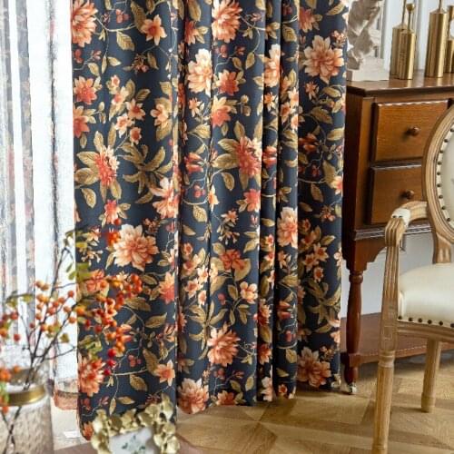 American Pastoral Printed Curtains for Living Room Bedroom Floral Window Treatment Drapes Kitchen Curtains Ready Made Curtains