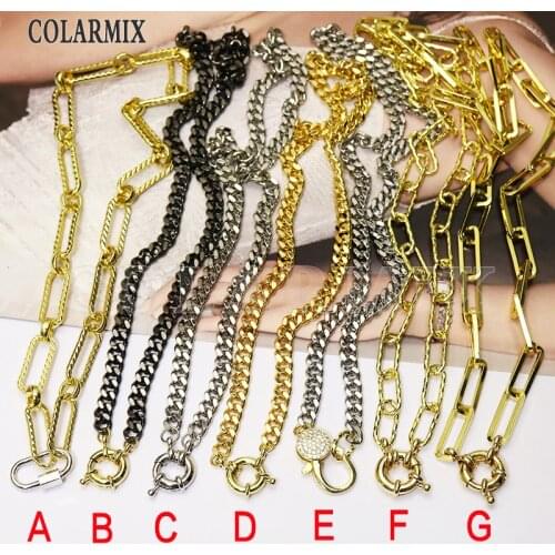 5 pieces Color matching necklace mix golden and White chain chain multi size necklace jewelry for women 9727