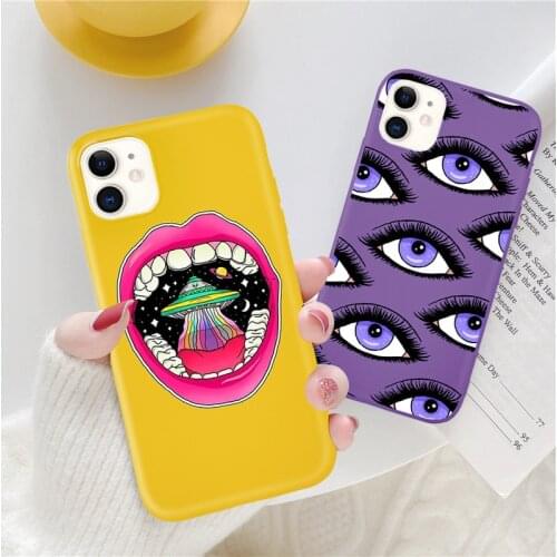 Funny Cartoon Mouth Phone Case For iPhone 12 11 Pro Max Mini X XR XS Max 7 8 Plus Soft Silicone Shockproof Back Cover Coque