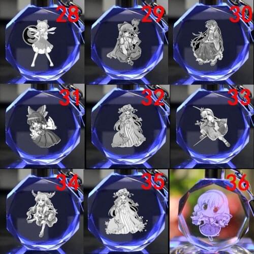 COSANER Touhou Project Anime Customized LED Key Chains Keyring Crystal Keychain Light Keyholder Unisex Gifts