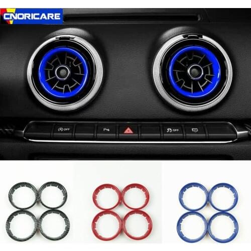 Central Air Conditioner Outlet Circles Decorative Stickers Trim For Audi A3 8V 2013-2019 Car Styling Interior Modified