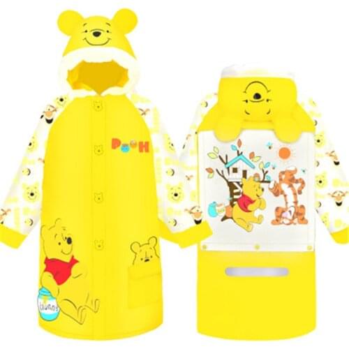 Disney PVC Kids Raincoat Waterproof Rain Poncho Children Raincoat Student Rainsuit Protective Covers Reflective Strip