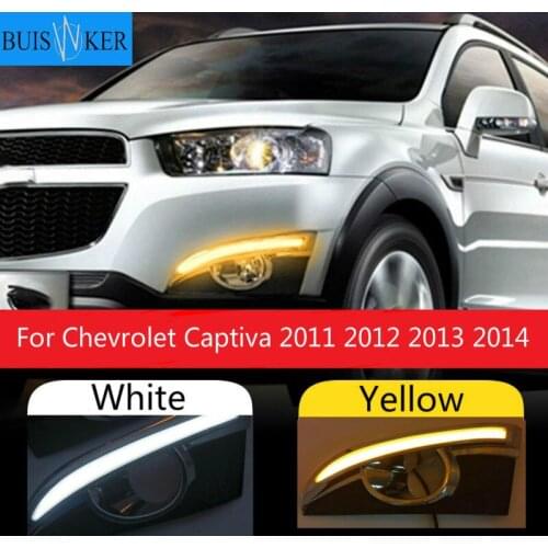 2pcs 12V LED DRL Daytime Running Lights with fog lamp hole For Chevrolet Captiva 2011 2012 2013 2014 turn Signal Relay