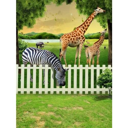 Animal park background backdrops vinyl fotografia giraffe photography backdrops for children photo studio props photocall S-2016