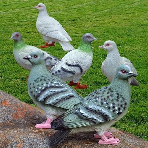 Simulation Animal Bird Sculpture Crafts Resin Pigeon Ornaments Fairy Garden Courtyard Figurines Garden-decoration Mini Jardin