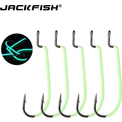 JACKFISH High Carbon Steel Luminous Fishing Hook #3-#3/0 10pcs/lot Fishhooks Durable Pesca Sharp barbed hook Fishing Tackle
