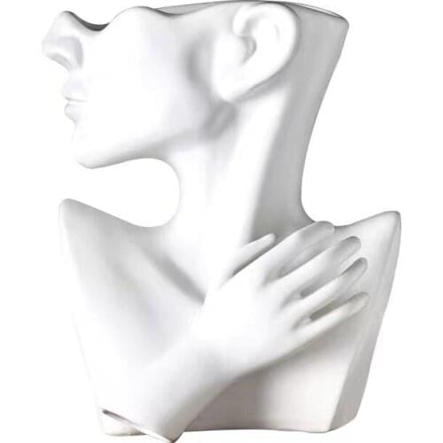 Nordic bust portrait ceramic vase creative portrait sculpture decor frame abstract art human face home decoration flower pot